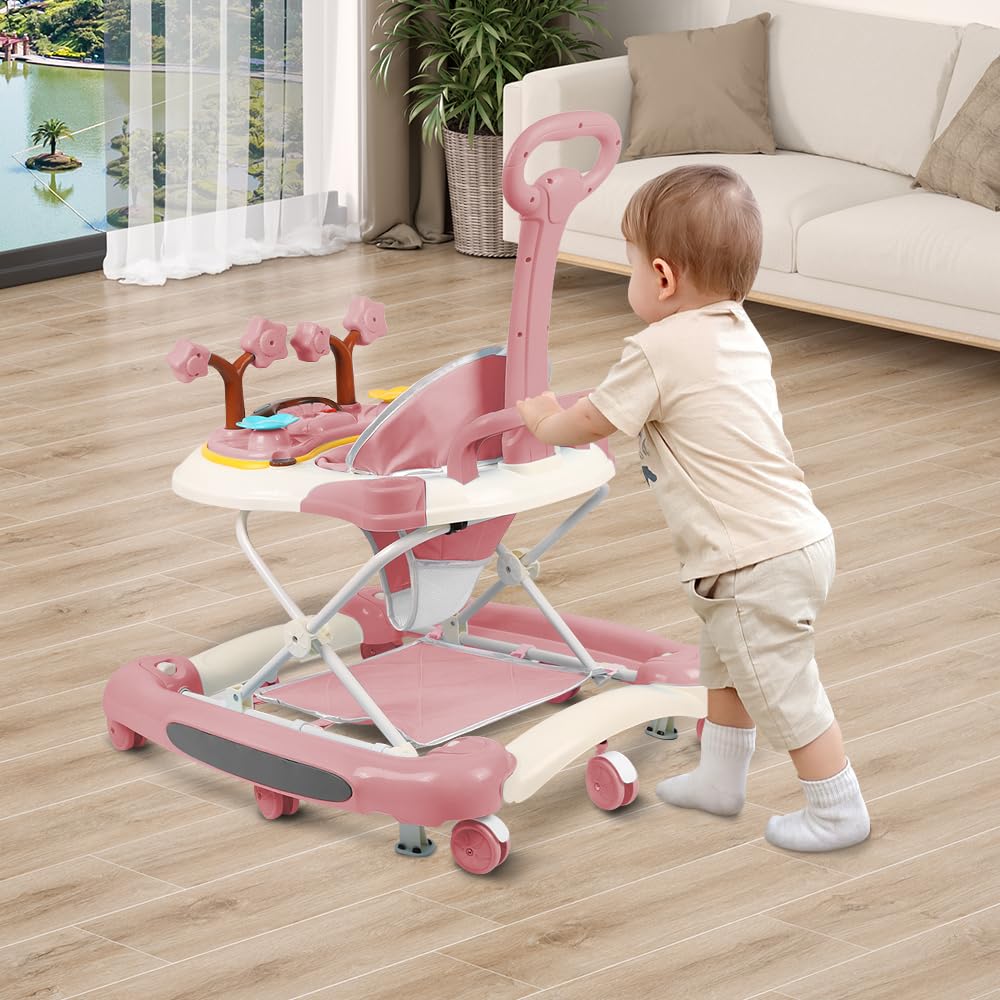 5-in-1 Lauflernhilfe für Babys, mit verstellbaren Höhen, Gehfrei Babywalker ab 6 Monate, bis zu 25 k