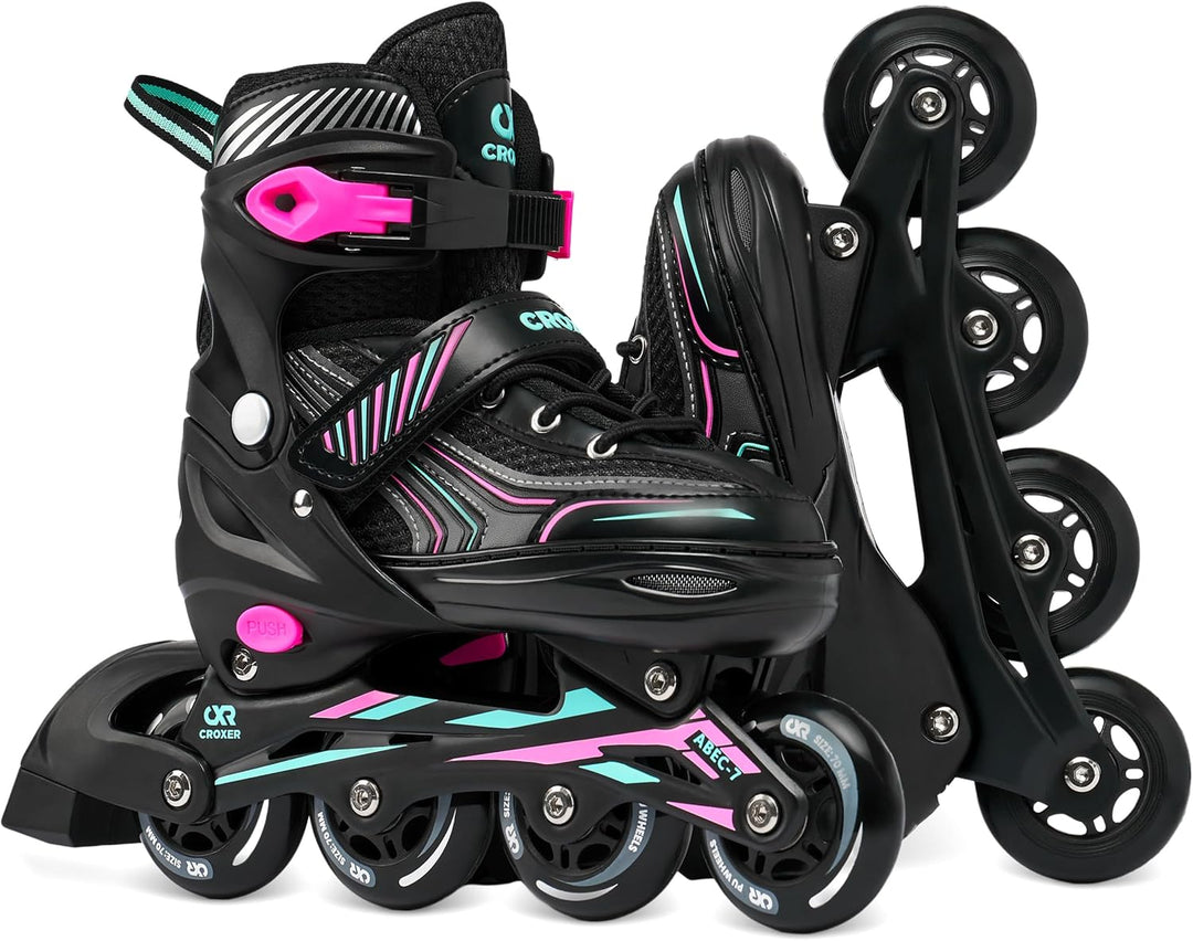 Optima Inline Skates Inliner für Kinder Erwachsene verstellbar 39-42 (24cm-26,5cm) Mint/Pink, 39-42