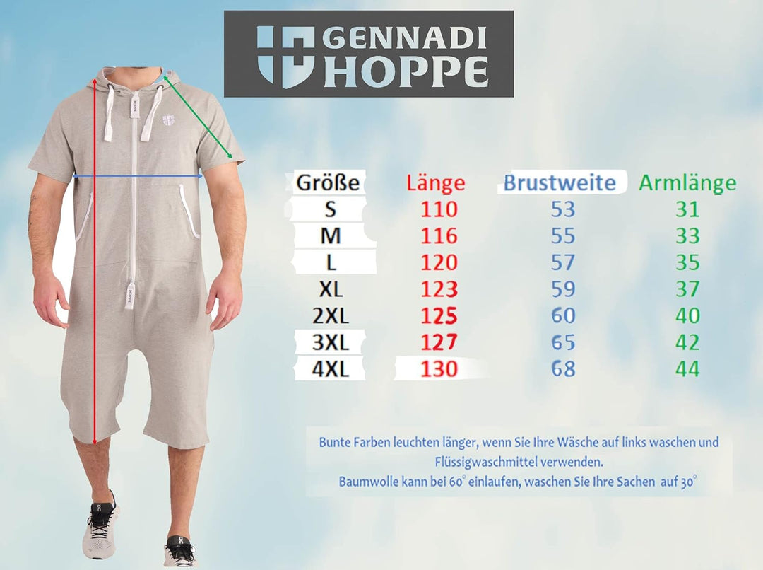 Gennadi Hoppe Herren Sommer Jumpsuit kurz 4XL gelb (yellow), 4XL gelb (yellow)