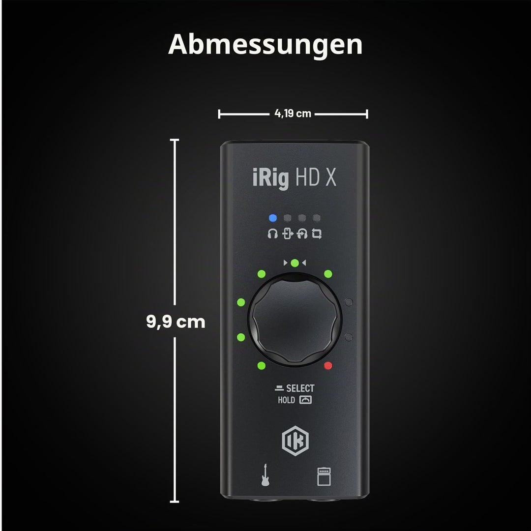 IK Multimedia iRig HD X Gitarren-Interface (Multi-Color LED Signalanzeige, integriertes Stimmgerät,