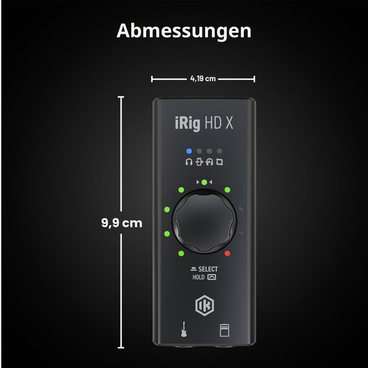 IK Multimedia iRig HD X Gitarren-Interface (Multi-Color LED Signalanzeige, integriertes Stimmgerät,