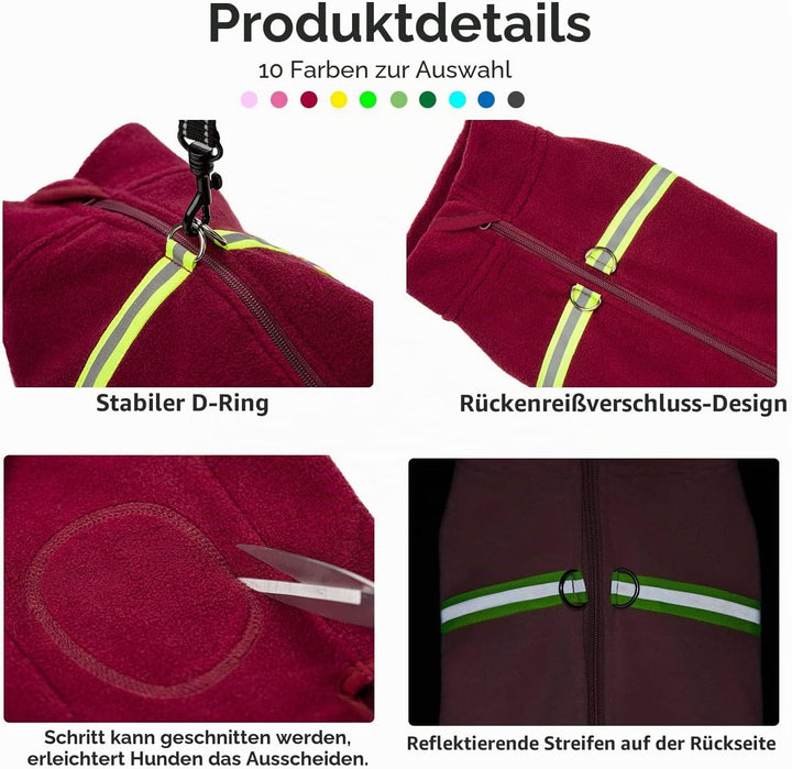 Kleiner Hundepullover, weiches Fleece mit reflektierender Weste, Hunde-Sweatshirt, Welpen-Winterklei