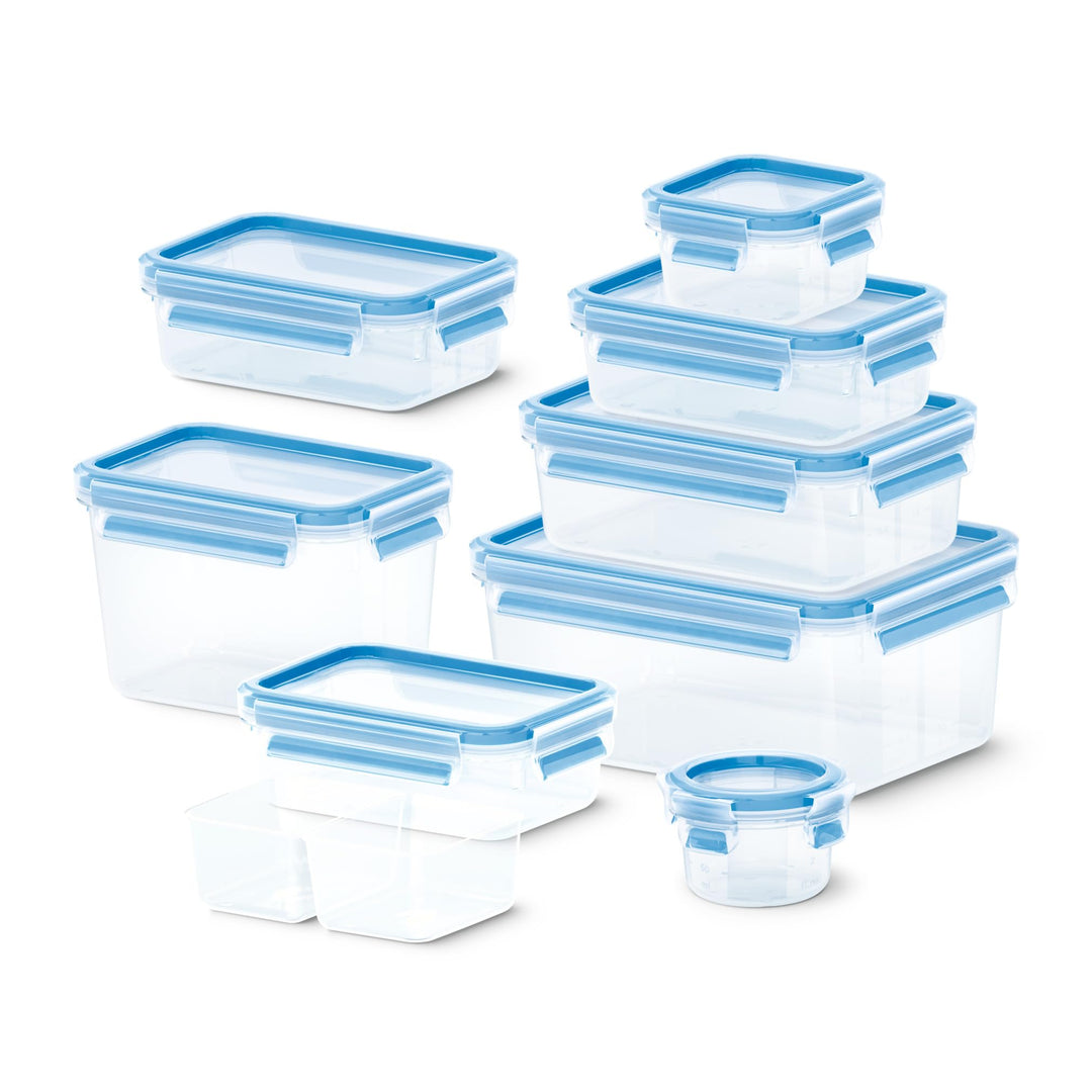 Emsa N10614 Clip & Close Frischhaltedosen-Set 9-teilig | stapelbar | mikrowellenfest | -40 bis +100
