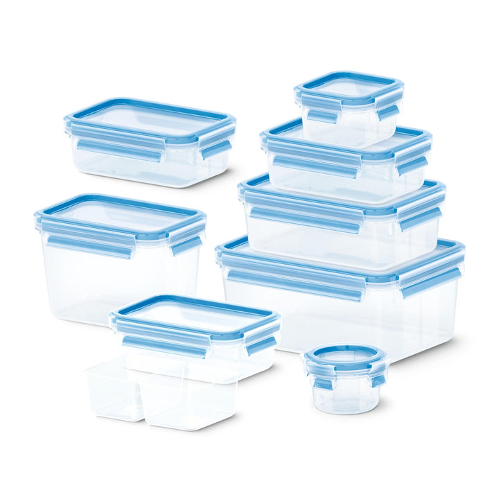 Emsa N10614 Clip & Close Frischhaltedosen-Set 9-teilig | stapelbar | mikrowellenfest | -40 bis +100