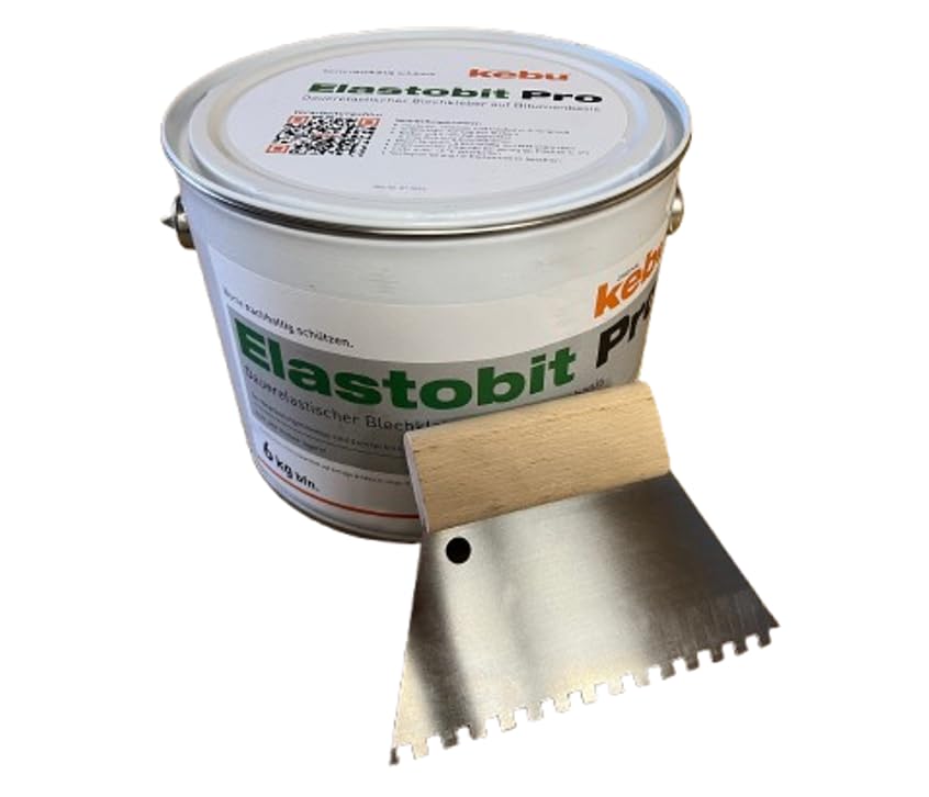 Elastobit Pro Kebu Kleber mit Zahnspachtel für Bleche Kaltkleber 6 kg Bitumenkleber