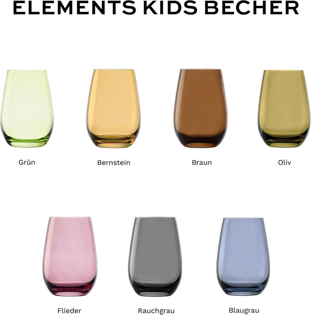 Stölzle Lausitz Wassergläser Set Elements Kids Farbe Grün 335 ml randvoll / 6er Set Wassergläser Spü