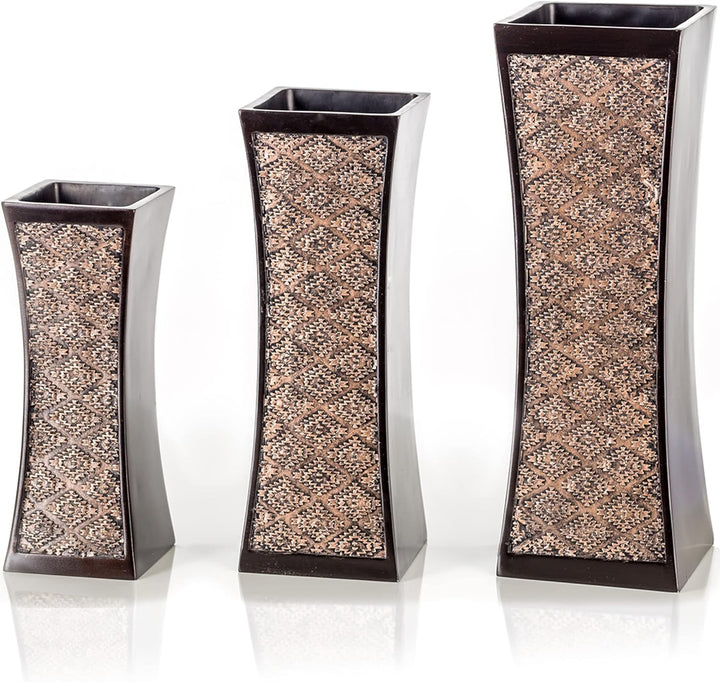 Dublin Dekorative Vase, 3 Stück, in Geschenkbox, langlebiges Kunstharz, Blumenvasen-Set, Dekor, rust