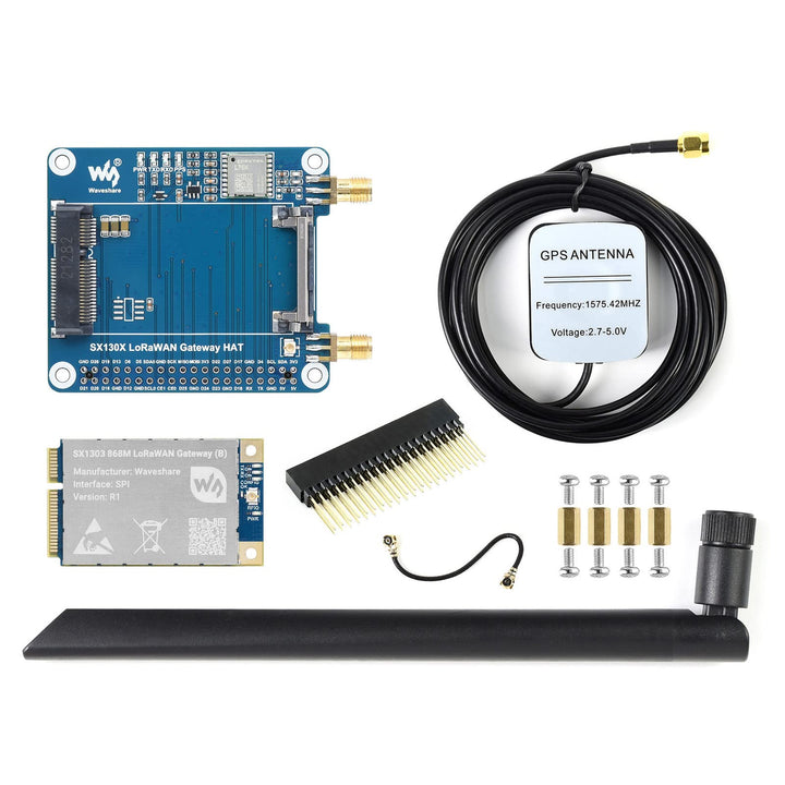 Waveshare SX1303 868M LoRaWAN Gateway Hat for Raspberry Pi L76K Module Standard Mini-PCIe SocketLong