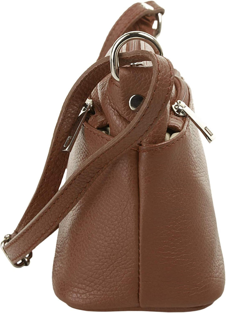 Cluty Umhängetasche echt Leder Damen - 020617 Braun, Braun