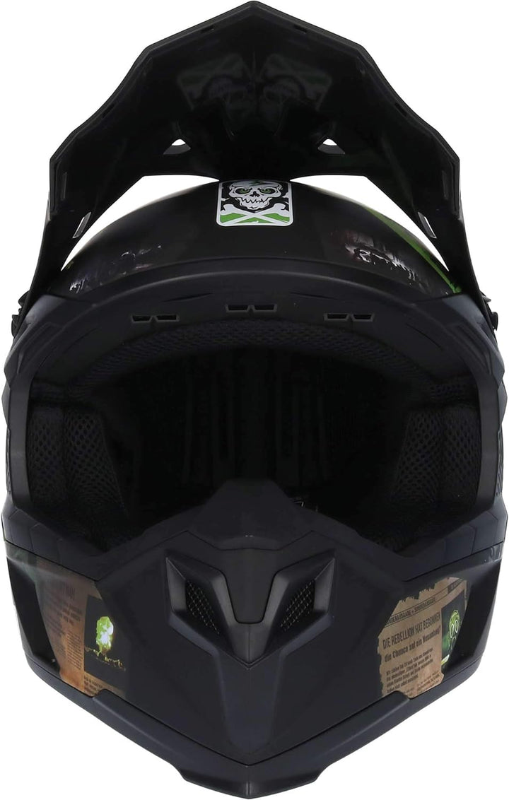 Broken Head Supermoto- &amp; Motocross-Helm Resolution Grün - Schwarz-Grün S (55-56 cm) Crosshelm, S (55