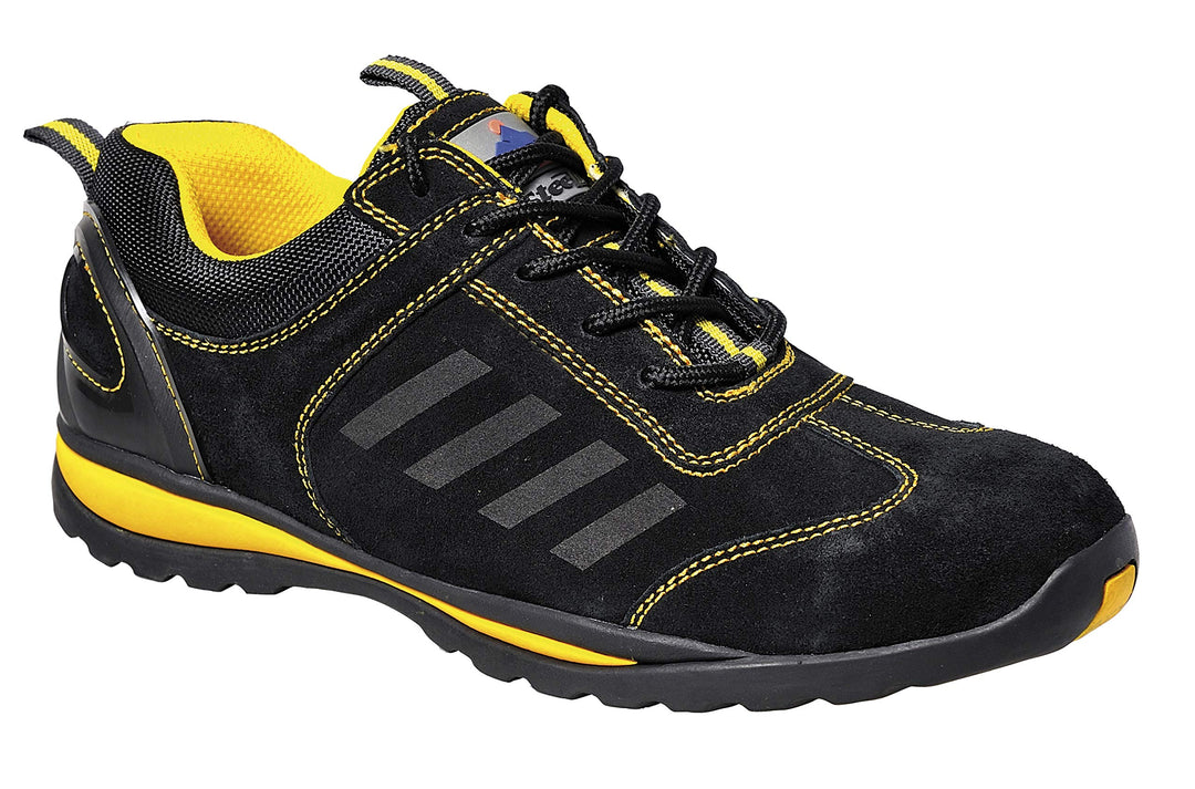 Portwest Steelite Lusum Sicherheits-Trainer S1P HRO, Grösse: 45, Farbe: Schwarz, FW34BKR45 45 EU Gel
