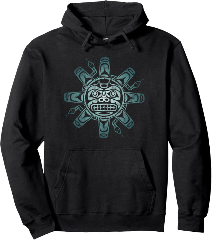 Sonne Haida Symbol Schlangen Kunst Indianer Nord Amerika Pullover Hoodie
