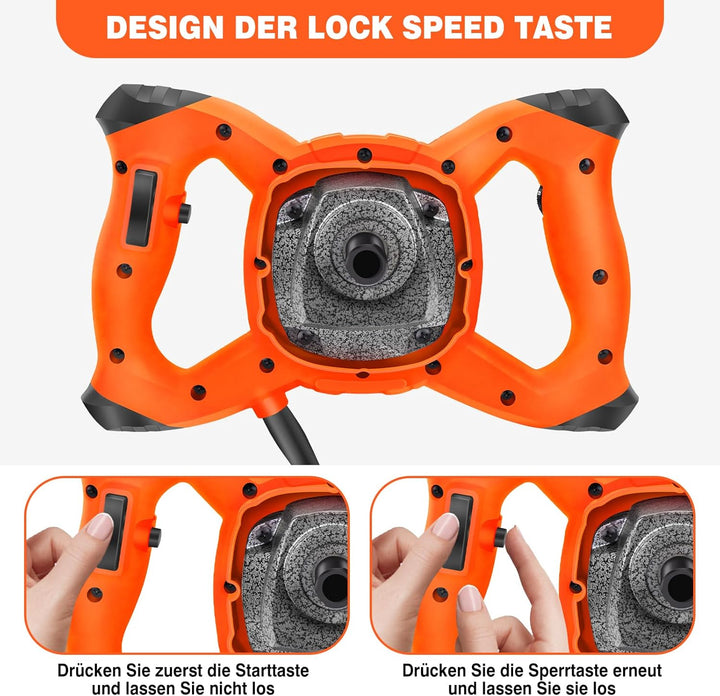 Betonmischer Rührwerk,1700 U/min Elektrischer Gipsmischer,Rührwerk mit 6 Geschwindigkeiten einstellb