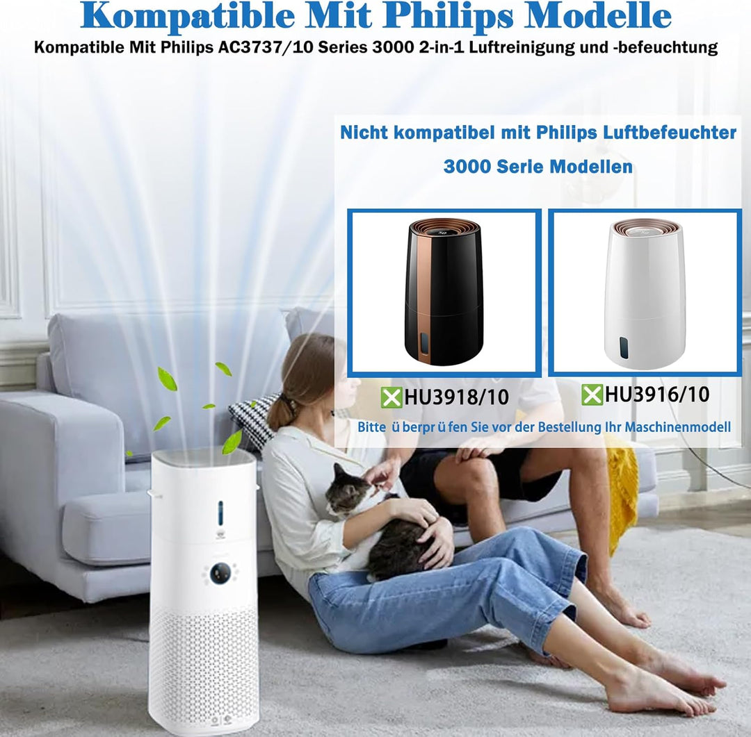 FY3437 FY3455 Ersatzfilter-Set für Philips AC3737/10 Series 3000 2-in-1 Luftreiniger und Luftbefeuch