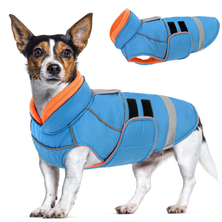 Hundejacke mit Klettverschluss – Reflektierend, Führungsöse & wärmender Kragen – Leichtes Wintercoat