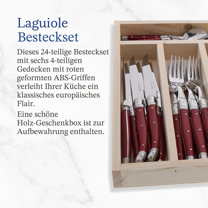 Laguiole Jean Dubost 07/13152 Besteckset, 24-teilig, farblich Sortiert, Modell nach Lager Mehrfarbig