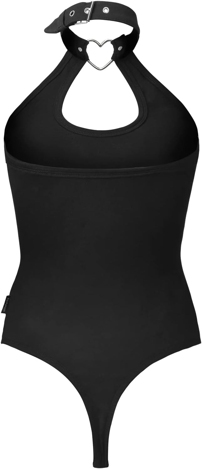 LittleForBig Baumwolle Strampler Herzensbrecher Halsband Onesie Tanga Bodysuit Schwarz XS