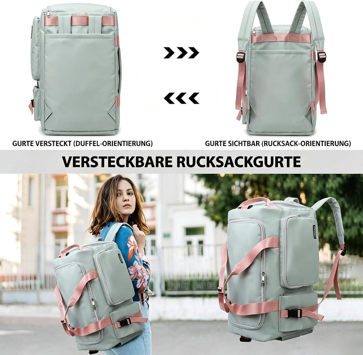 Sporttasche Damen Herren 42L Reisetasche mit Schuhfach Nassfach Wasserdicht Trainingstasche Travel D