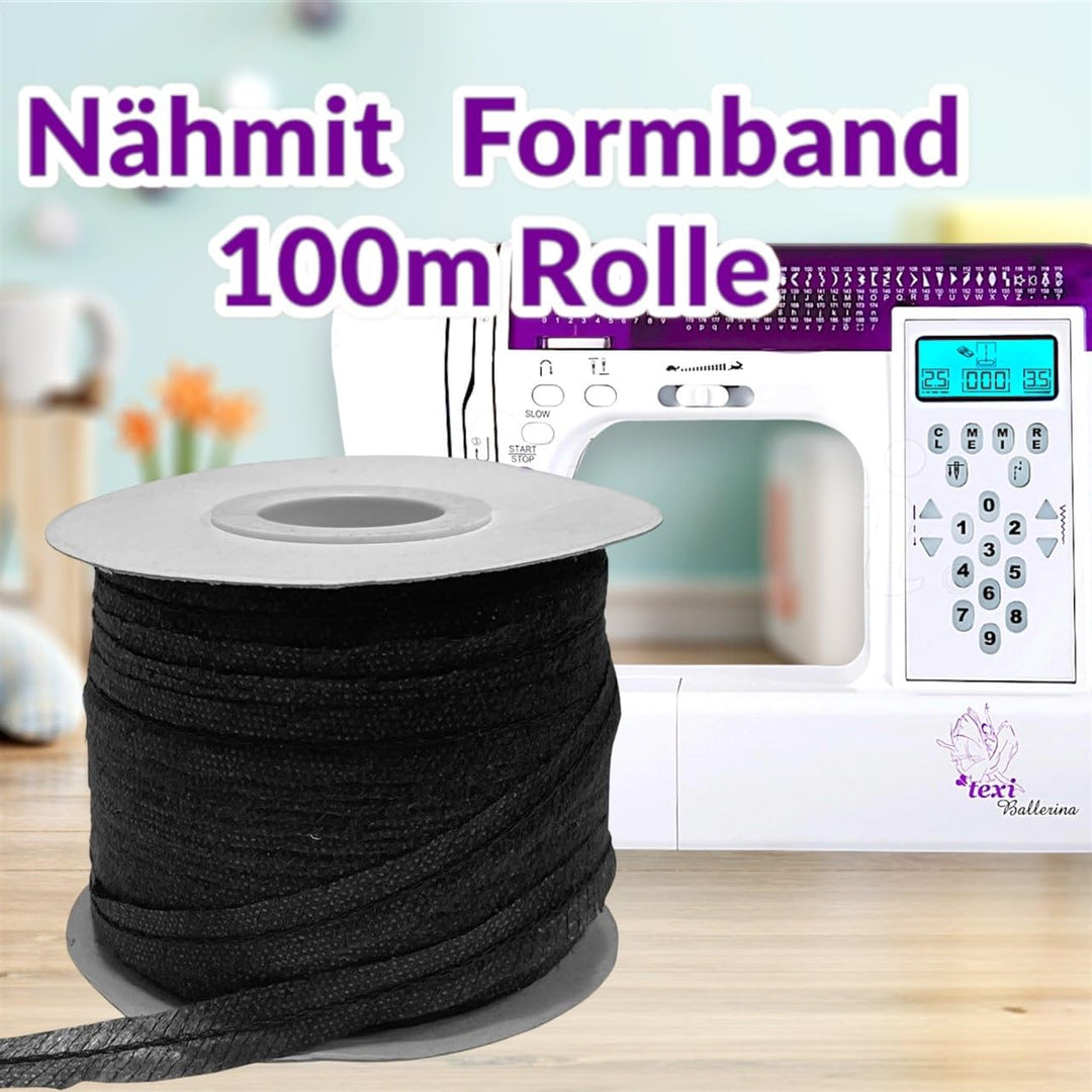 Nähmit - Formband zum Aufbügeln 12mm schwarz 100m Rolle