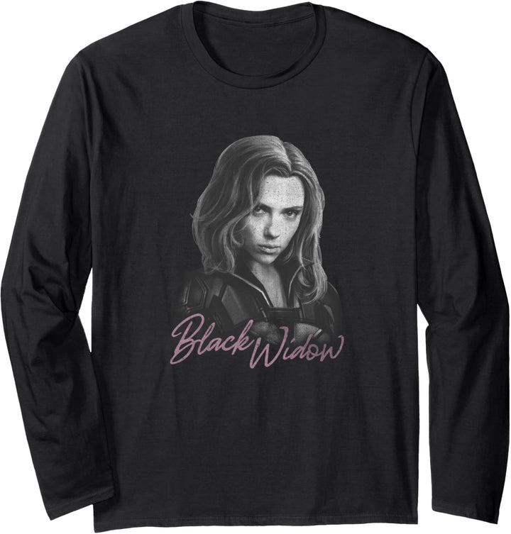 Marvel Black Widow Movie Monochromatic Portrait Langarmshirt
