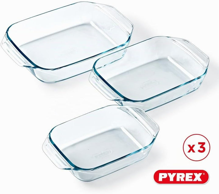 Pyrex 8023510, Set aus 3 Auflaufformen aus Glas – Borosilikatglas