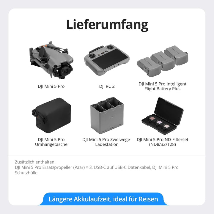 DJI Mini 4 Pro Fly More Combo Bundle, faltbare mini-Drohne mit 4K HDR-Videokamera, 34 Minuten Flugze