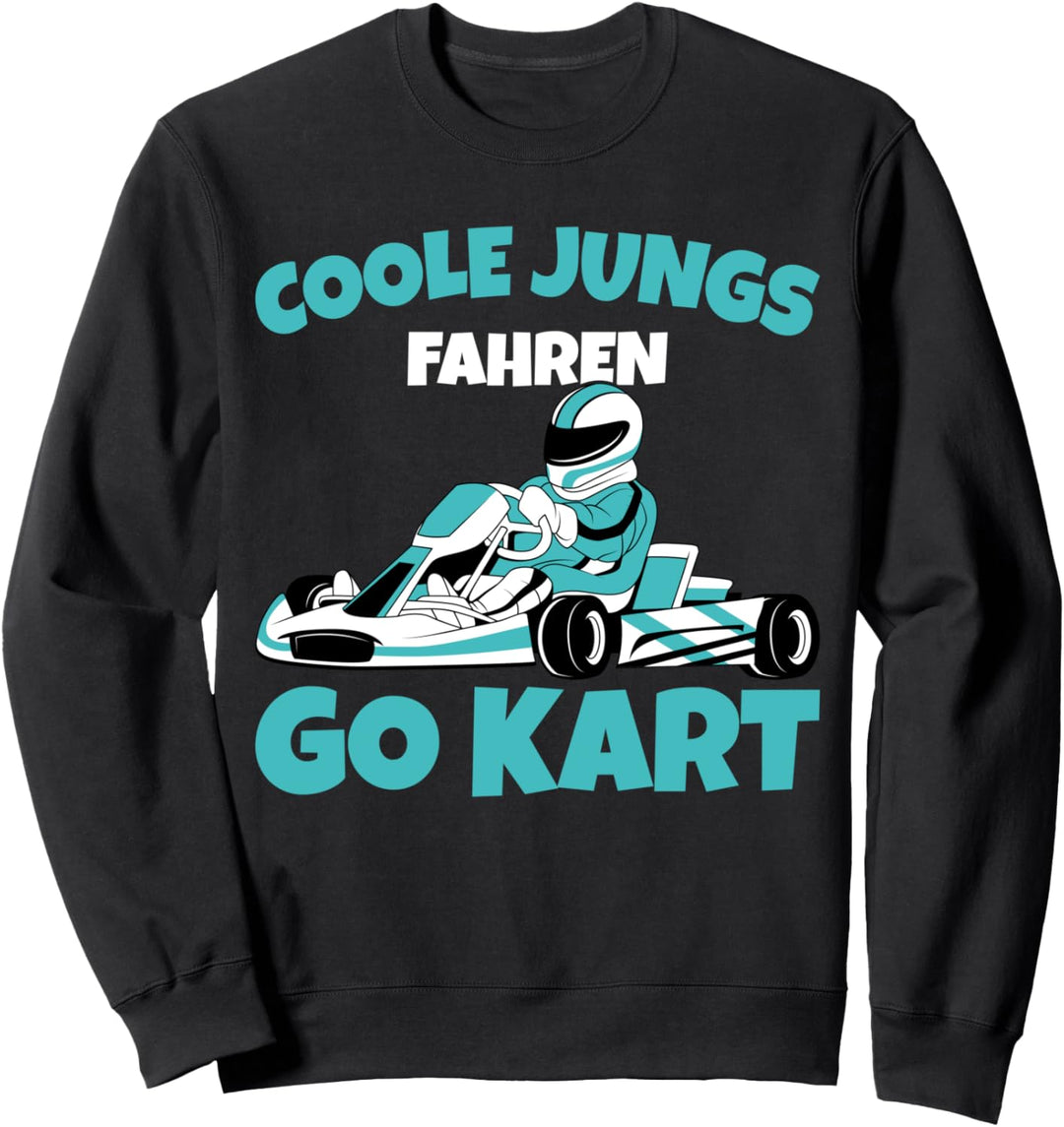 Coole Jungs fahren Go Kart Rennkart Gokart Junge Kinder Sweatshirt