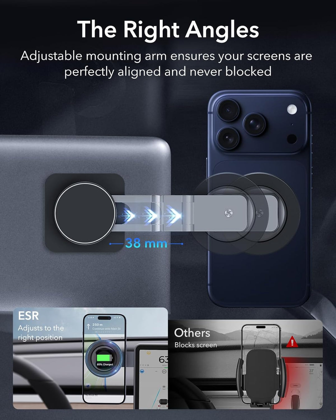 ESR Handyhalterung Auto für Magsafe Autohalterung, Armaturenbrett Und Tesla Touchscreen Magnet KFZ T