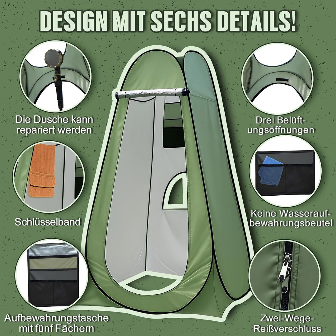 Charmofun Duschzelt Camping, Toilettenzelt Pop Up Umkleidezelt UV-Schutz, Mobile Tragbar WC Zelt mit