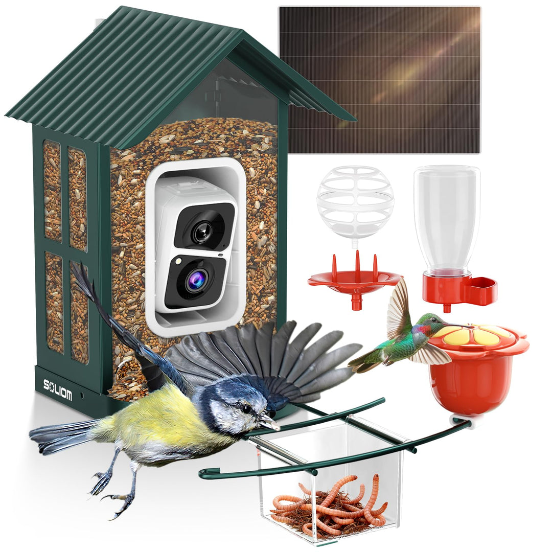 SOLIOM Vogelhaus mit Kamera,Vogelfutterspender für den Hinterhof, Vogelfutterhaus mit Video Aufnehme