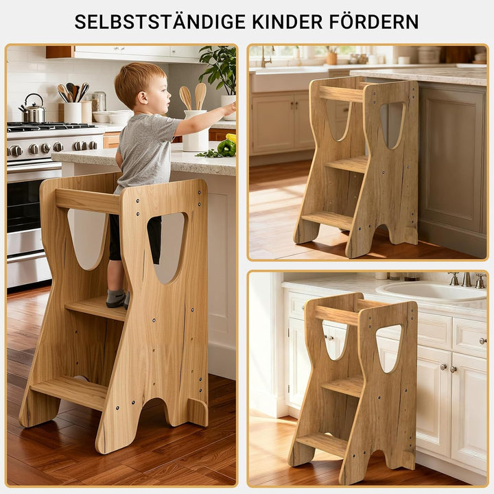 COSYLAND Lernturm ab 1 Jahr - Learning Tower - Höhenverstellbar Montessori Lernturm mit Kippschutz,