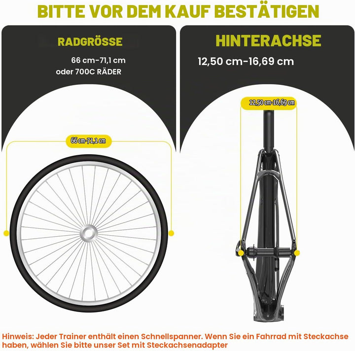 Sportneer Rollentrainer Fahrrad - Magnetischer Rollentrainer für 26-28" &amp; 700C Schnellspanner Vorder