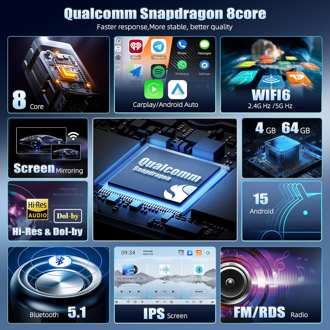 CAMECHO Android 15 Qualcomm 8 Core 4G+64G Autoradio für Benz A Klasse A160 A180/B-Class B200 2008-20