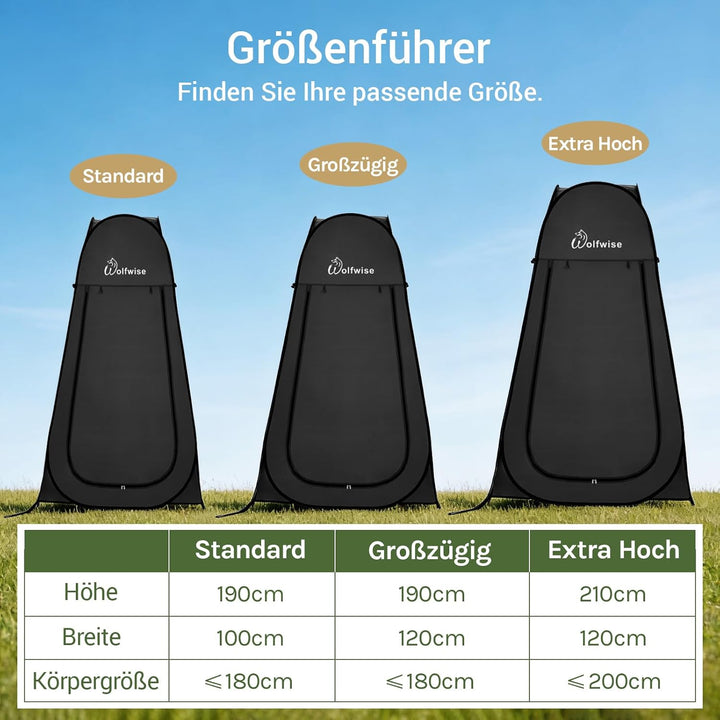 WolfWise Pop-Up Duschzelt Camping & Umkleidezelt – Kompakt & Leicht 2kg mit Tasche, Schneller Aufbau