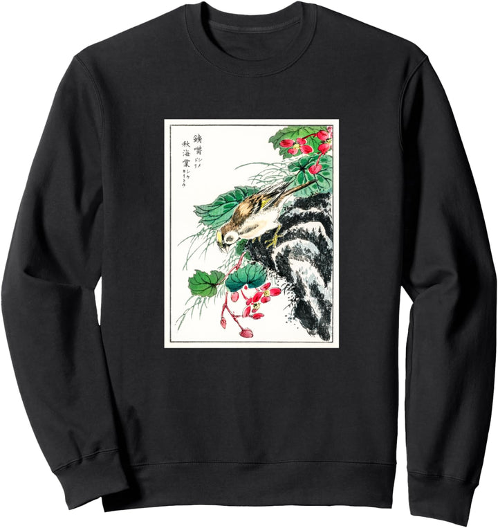 Ästhetisches Vintage-japanisches Hemd, Vogel und Blume, Kunst-Geschenke Sweatshirt