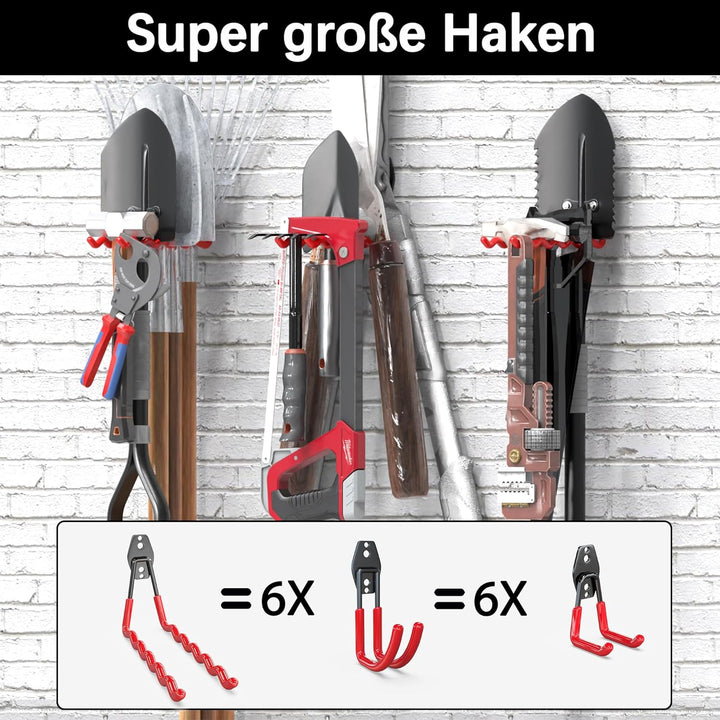 3-H Wandhaken Garage, Gerätehaken Schwerlast Doppelhaken 31 Stück für Leiter, Geräte, Werkzeuge, Sch