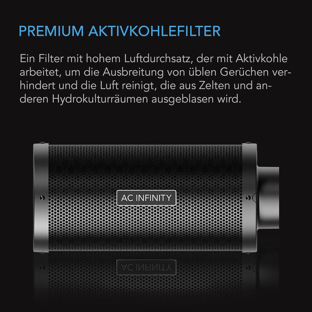 AC Infinity Air Carbon Filter XL 10.2 cm, mit Premium Australian Virgin Charcoal, Vorfilter und Seil
