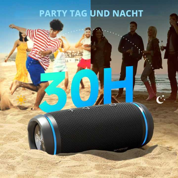 W-KING Bluetooth Lautsprecher, 36W Musikbox Tragbarer Bluetooth Box mit 360° Rundumklang, Kabellose