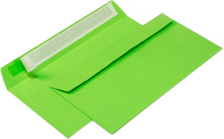 Briefumschläge DIN lang C6/5 114x229 mm grün 120 g/m² mit Fenster haftklebend (208AF) (500), 500