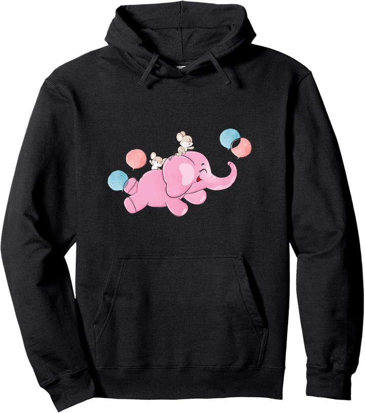 Niedlicher Süsser Elefant Maus Luftballons Beste Freunde Pullover Hoodie