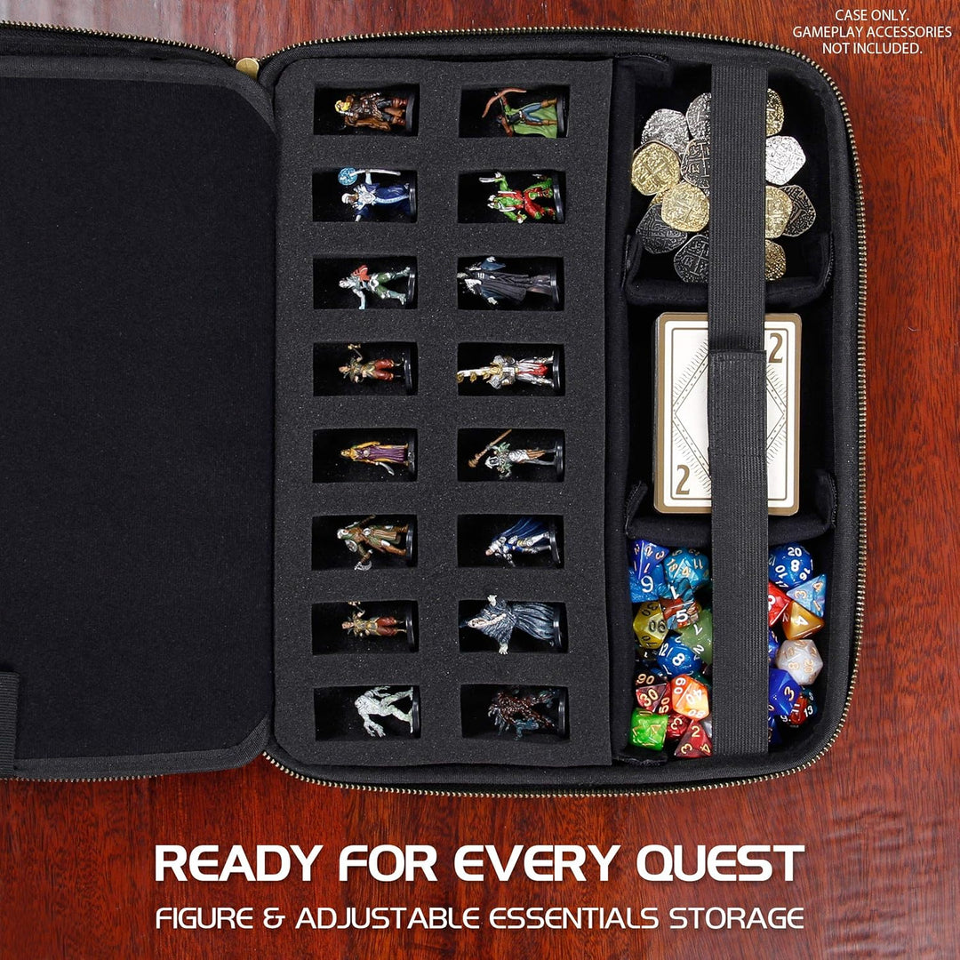 ENHANCE RPG-Organizer-Etui – DND-Ordner mit integriertem Charakterbogenhalter, Würfelrollbereich, he