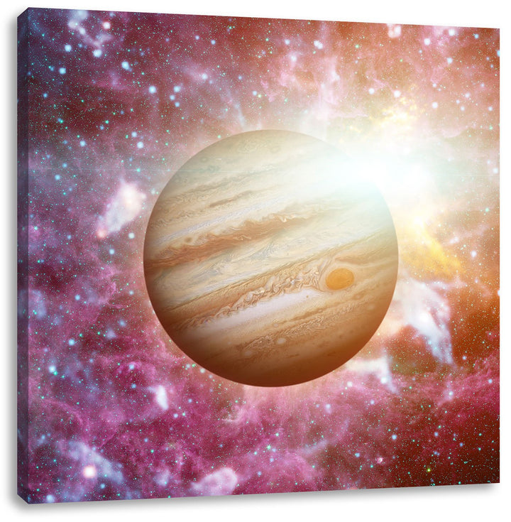 Pixxprint Planet Jupiter im Universum, Format: 70x70 auf Leinwand, 70x70