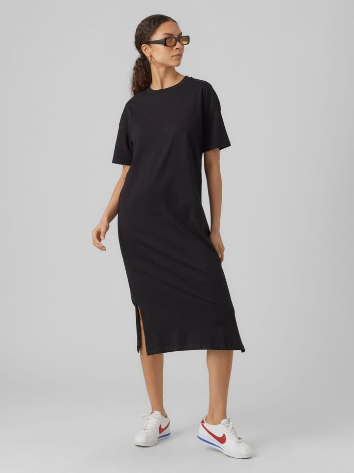 VERO MODA Damen Vmmolly Ss Oversize Calf Dress Noos Kleid, XS Schwarz