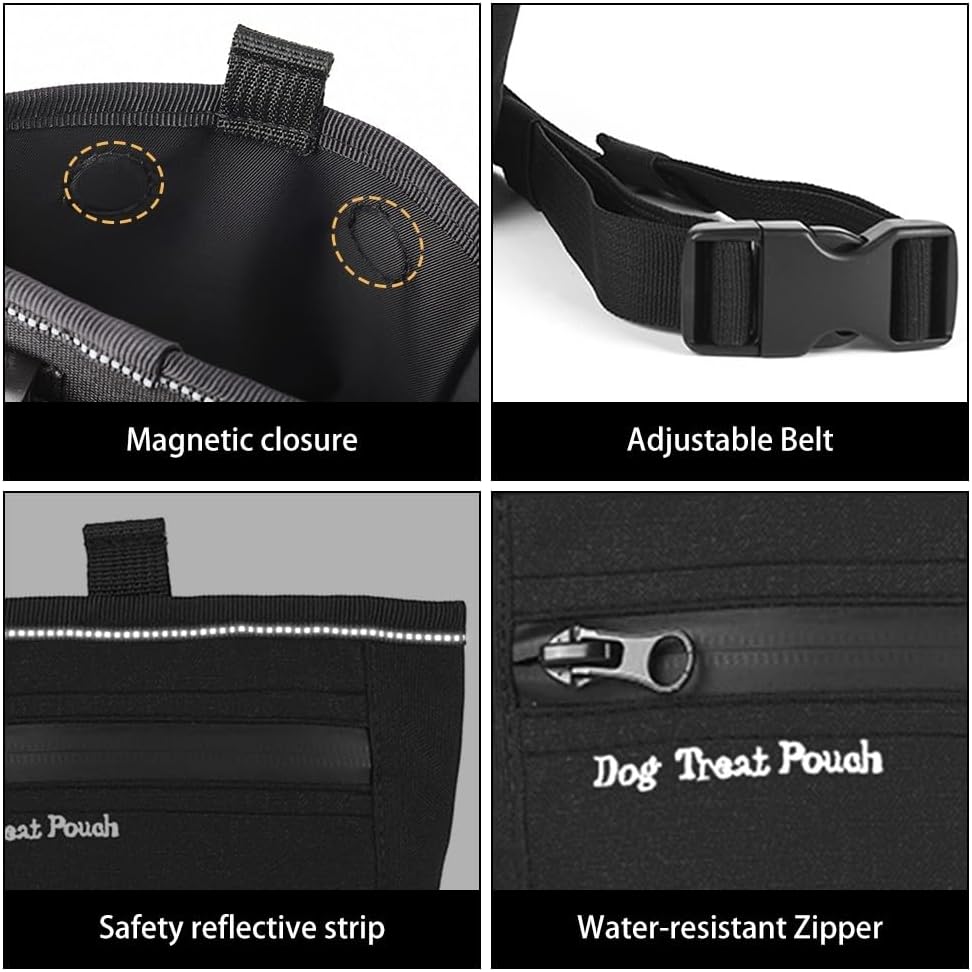 DONGKER Hund Leckerlibeutel mit Magnetverschluss, Hunde Leckerli Tasche Gürteltasche mit verstellbar