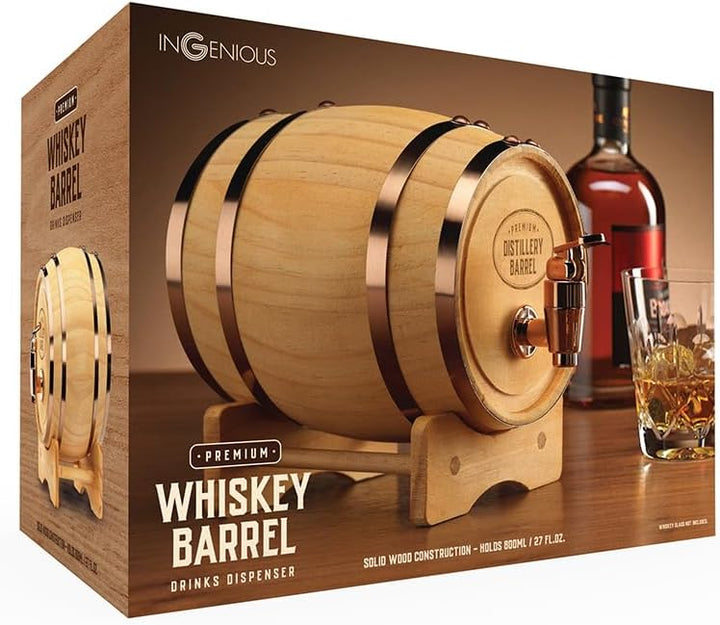 InGenious Mini-Dekanter aus Holz für Whiskyfässer | funktionaler Getränkehalter für Whisky und Spiri