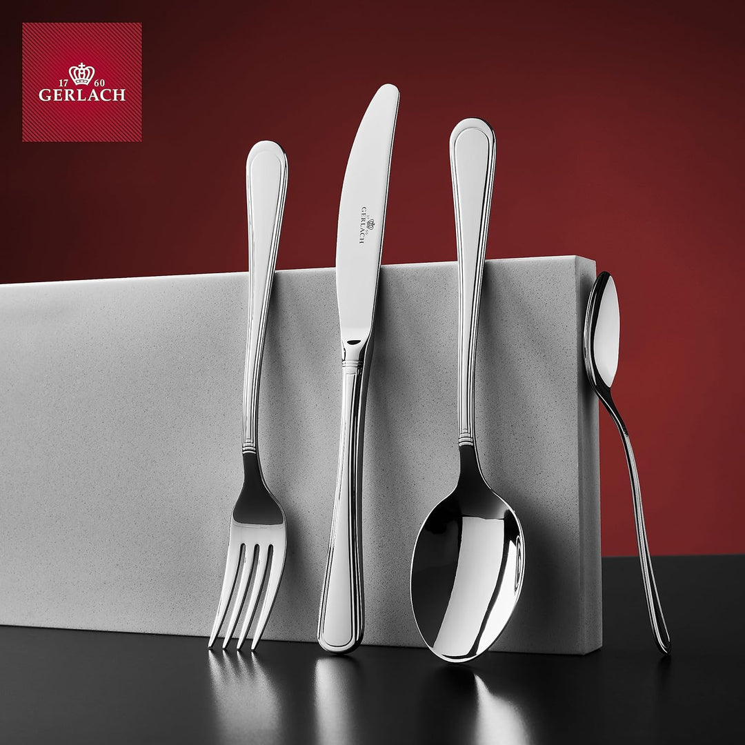 Gerlach Antica Besteck-Set 12 Personen Spülmaschinenfest Essbesteck Edelstahl Elegantes Besteck Mess