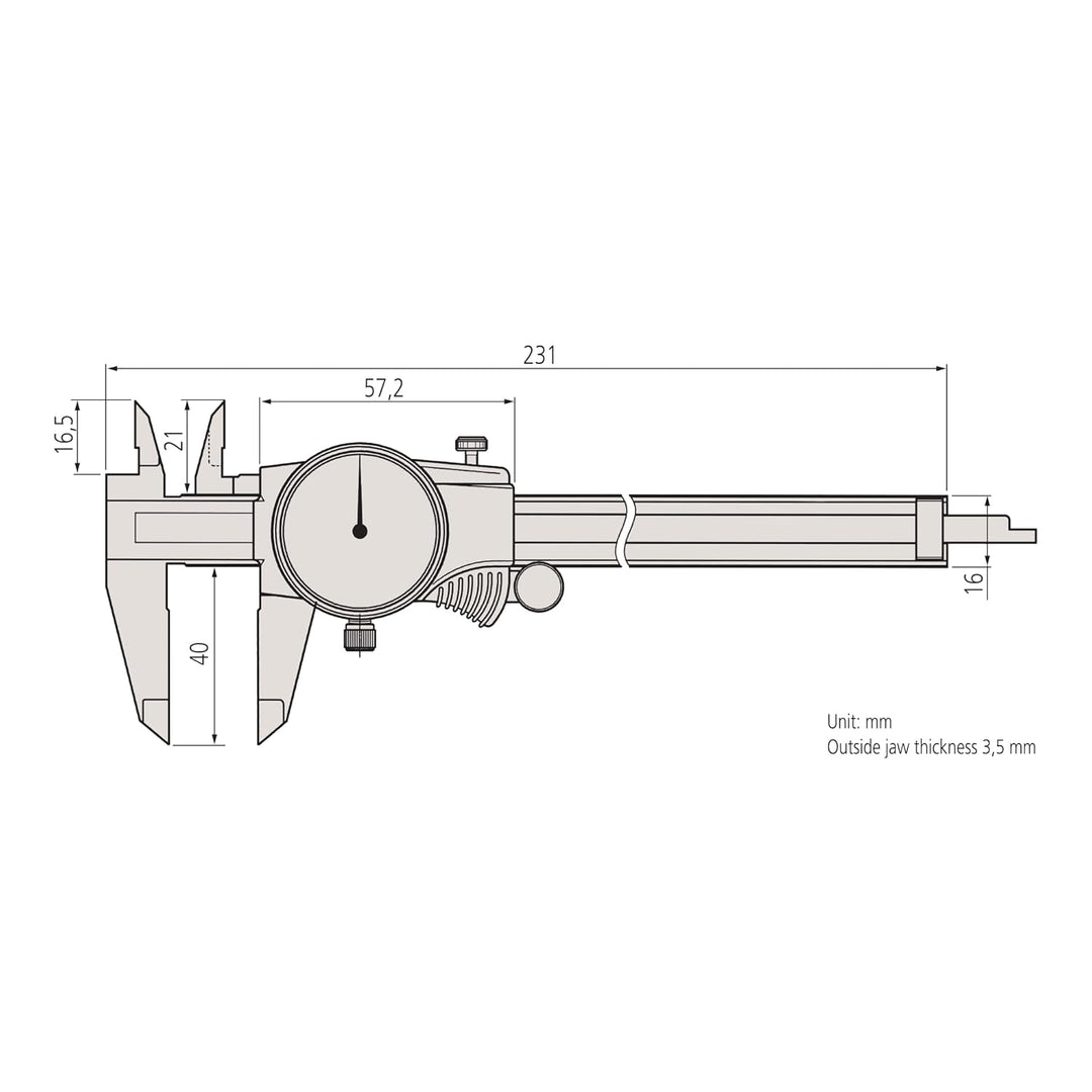 Uhren-Messschieber, 0-150 mm, 0,01 mm, 1 mm/U, metrisch Single, Single