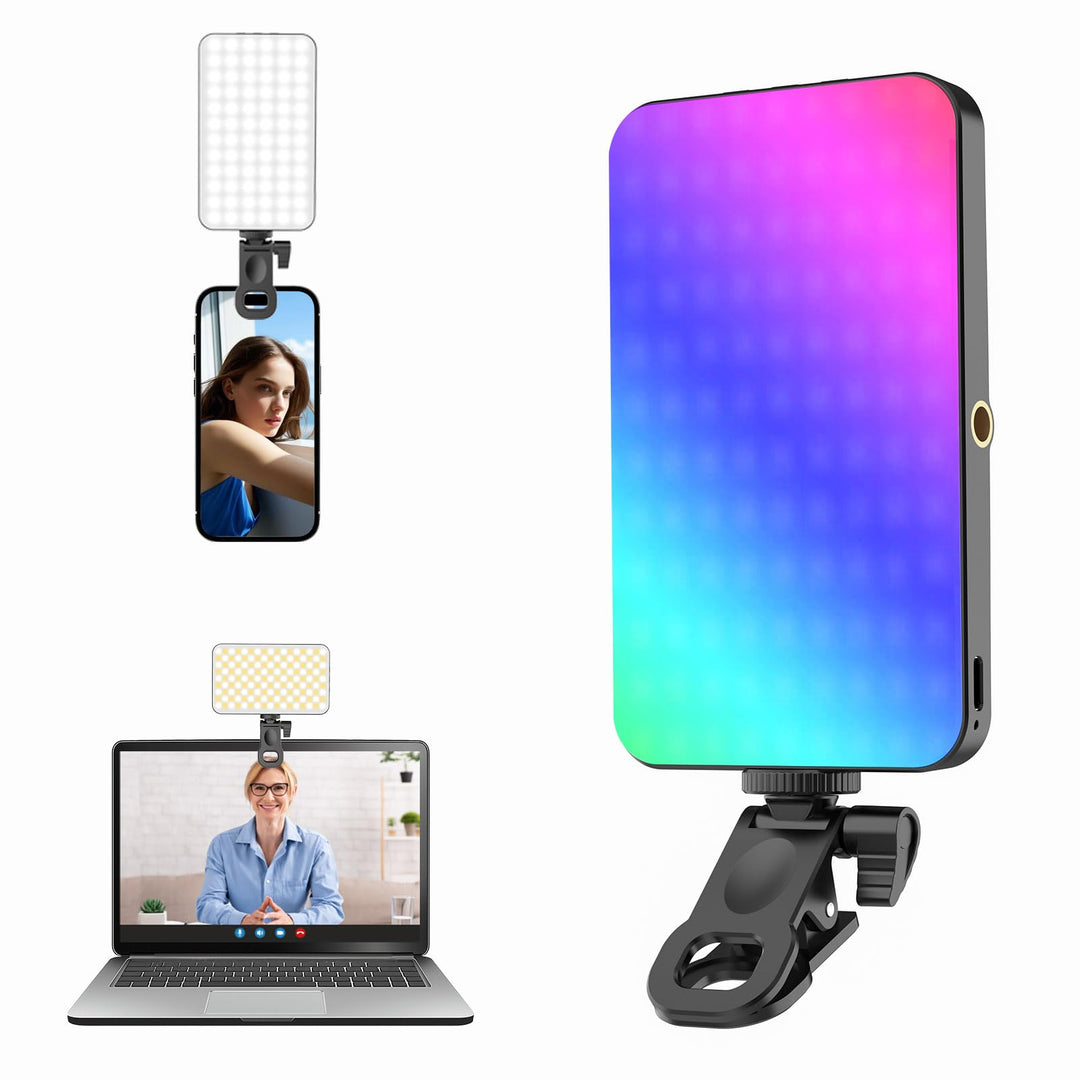 Handy Licht iPhone Selfie Licht: 5000 mAh RGB Wiederaufladbare Telefonfülllichter, LED Ringlicht für