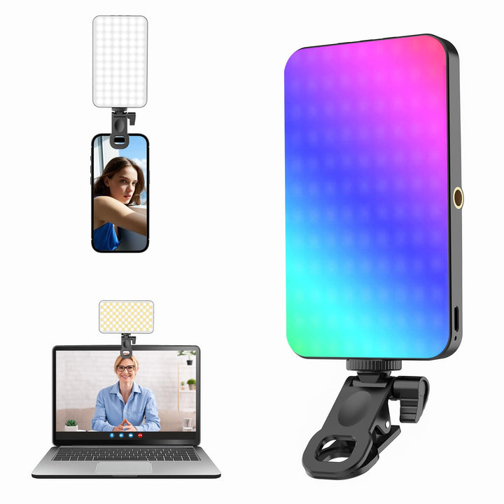 Handy Licht iPhone Selfie Licht: 5000 mAh RGB Wiederaufladbare Telefonfülllichter, LED Ringlicht für