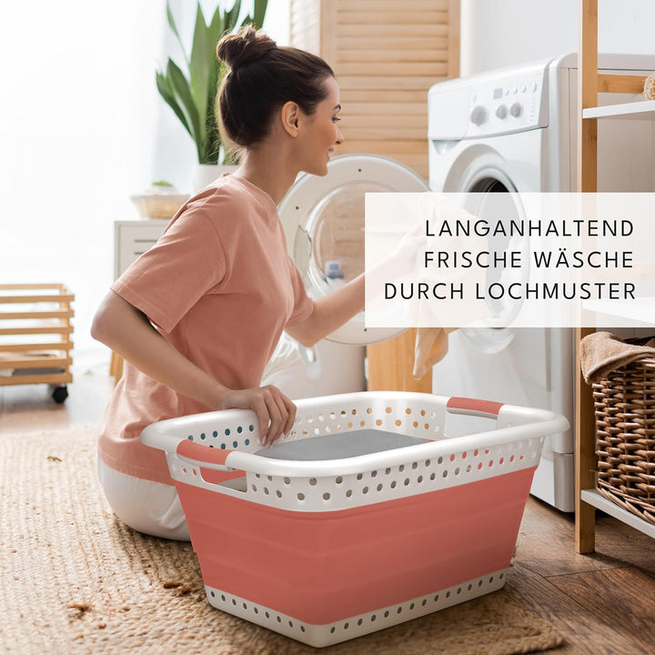 2er Set Wäschekorb faltbar - 36 Liter & Universelle Nutzung I Zusammenklappbarer faltbarer Wäschekor